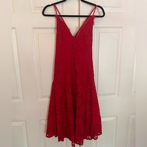 Lulus Red Lace Midi Dress Size Small